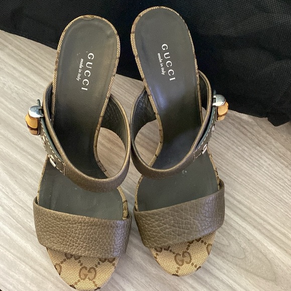 HOST PICK 🔥GUCCI AUTHENTIC THANOIE BAMBOO SANDALS / HEELS 37.5 - Picture 10 of 10